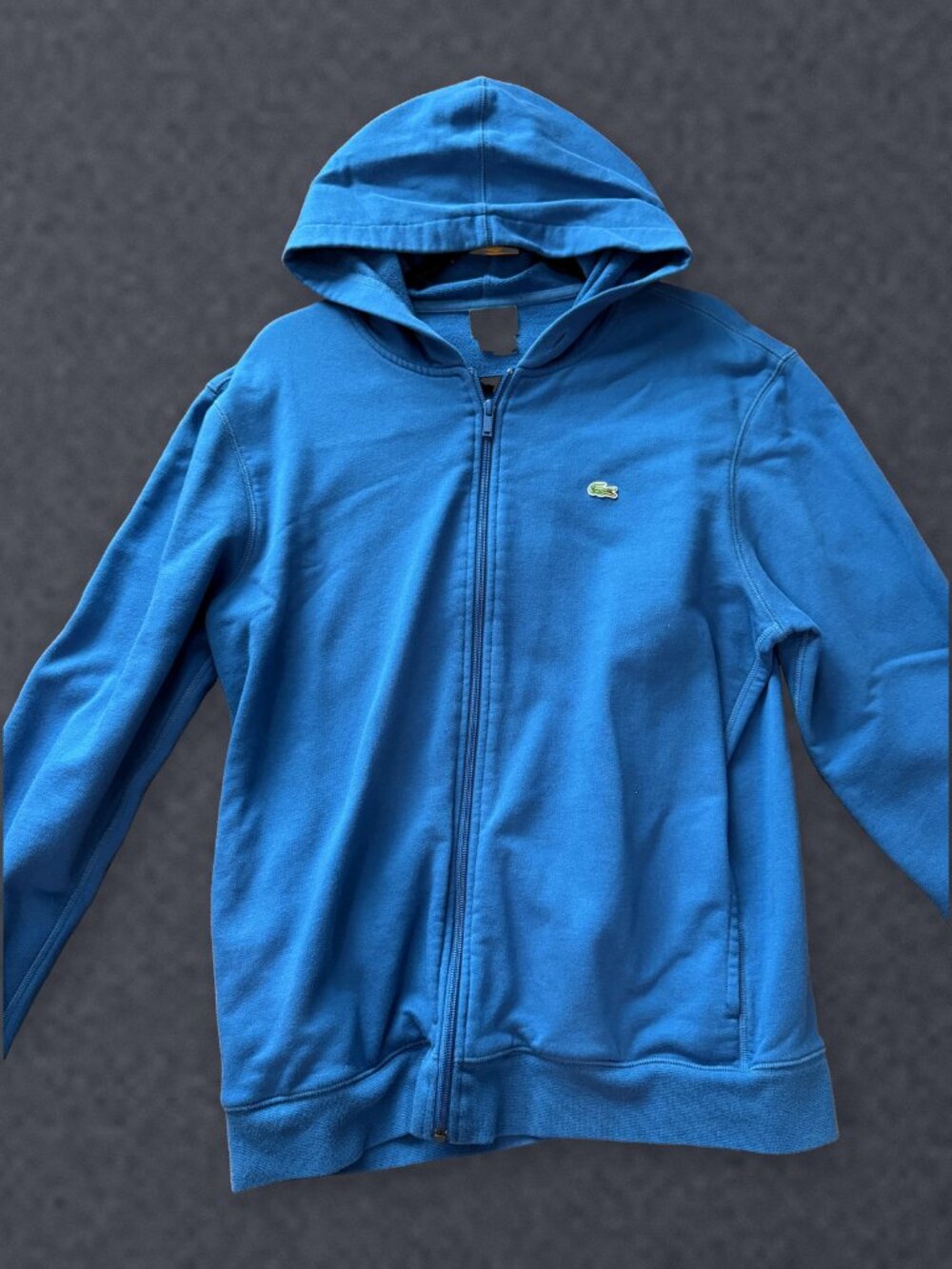 Lacoste Full Zip Hoodie Blue Cotton Size 6 (US L-XL)